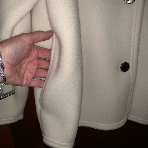 Women’s L VTG USA AQUA SHEEN Polar Fleece Light Cream Button Up Jacket EXC LN - Picture 8 of 14